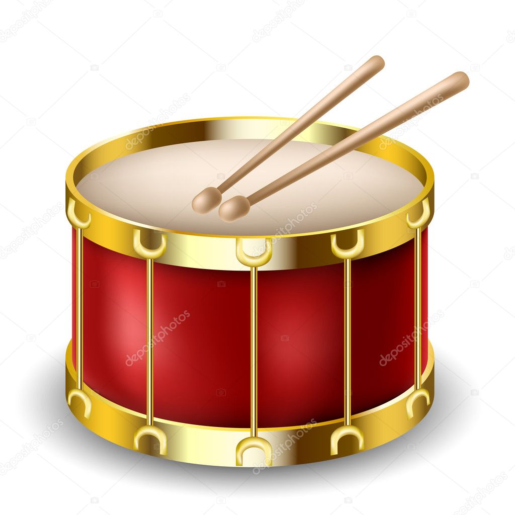 Red drum and drumsticks Stock Vector by ©Helioshammer 30032927