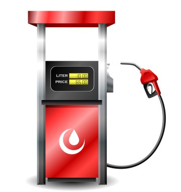 Gas station pump with fuel nozzle clipart