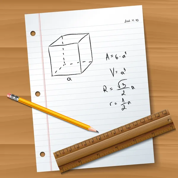 Papel com lápis e régua —  Vetores de Stock