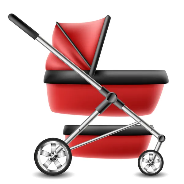 Red baby stroller — Stock Vector