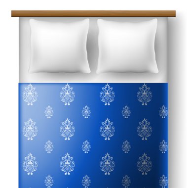 Bed from top view with pillows clipart