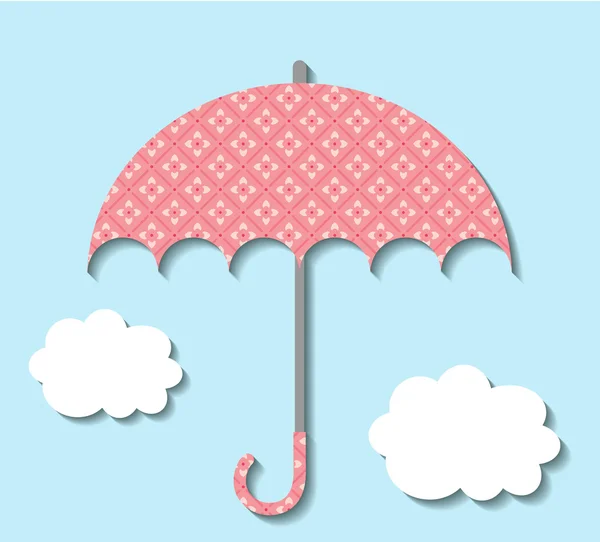 Guarda-chuva de papel com nuvens — Vetor de Stock