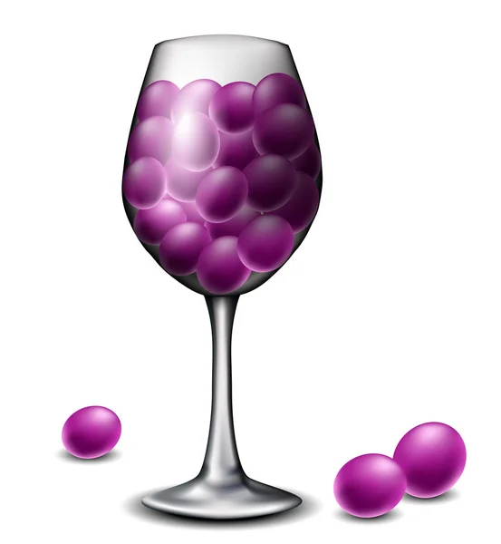 葡萄与葡萄酒玻璃 — 图库矢量图片