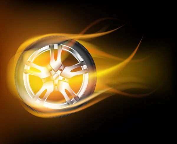 Flaming wheel — Stock Vector