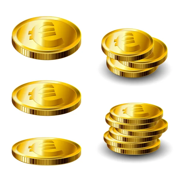 Juego de monedas de oro — Vector de stock