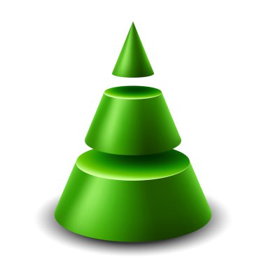 3D koni Noel ağacı