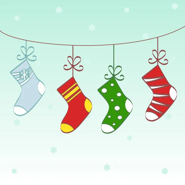 Hanged Christmas socks — Stock Vector