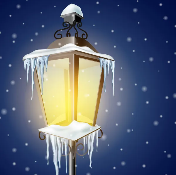 Old street lamp in snow — Stock Vector