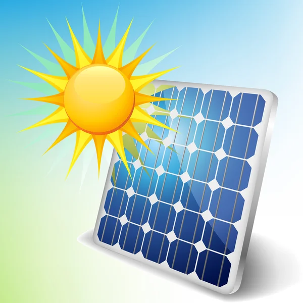 Painel solar com sol —  Vetores de Stock