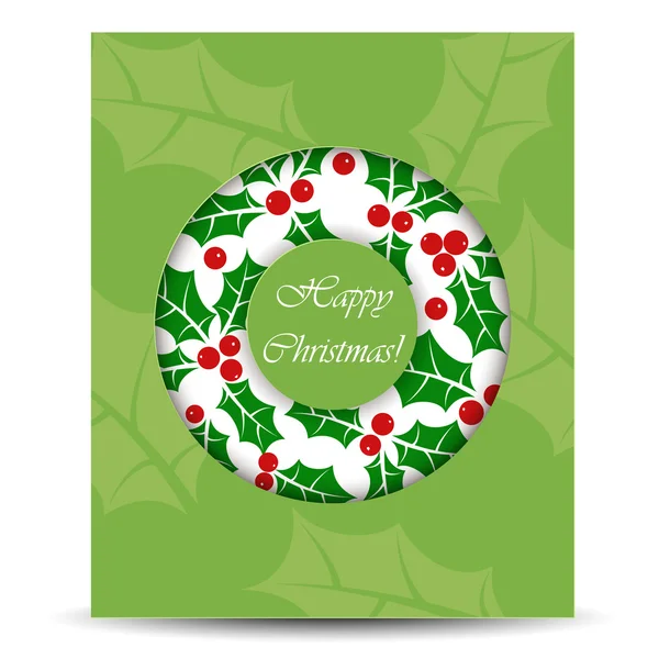 花輪と抽象的なクリスマス カード — ストックベクタ
