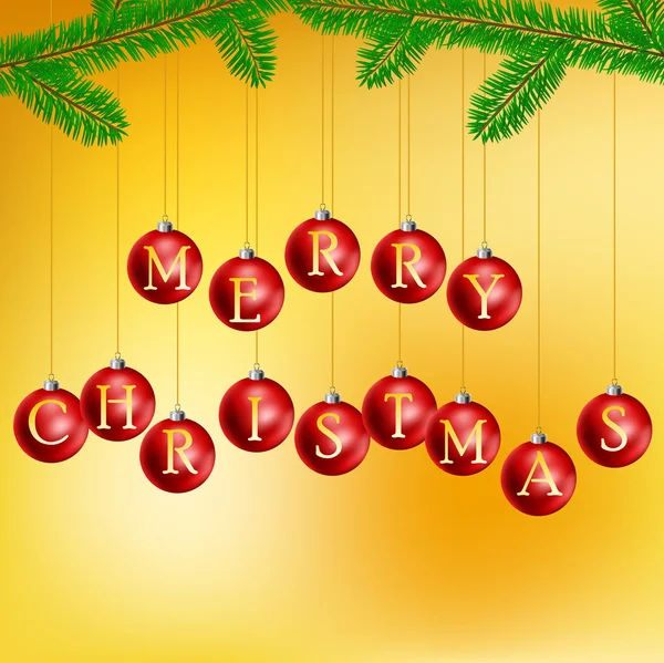 Bolas de Navidad con rama de pino Gráficos Vectoriales
