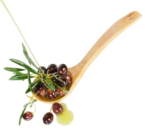 Olives and loive oil — Stock Photo, Image