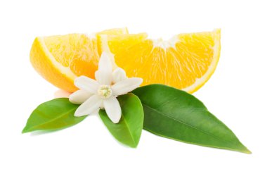 Orange with a flower and leaves clipart