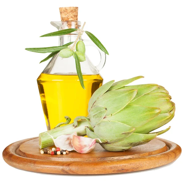 Alcachofa y aceite de oliva — Foto de Stock