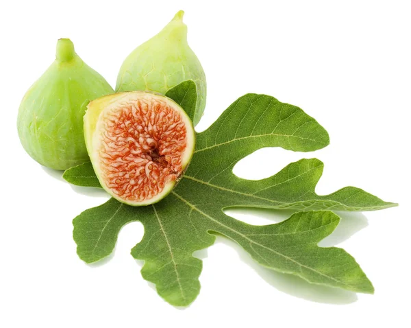 Ripe fig fruits and leaf — Stock Photo, Image