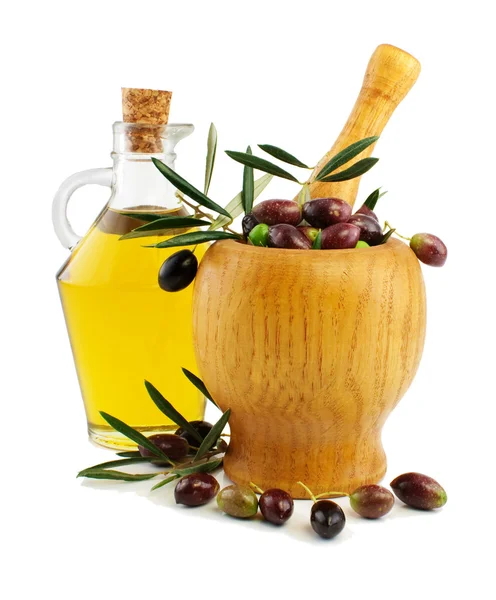 Aceite de oliva y aceitunas — Foto de Stock