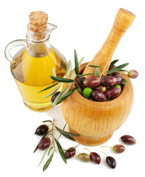 Olive oil and olives — Stock Photo, Image