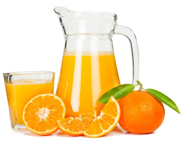 Tangerine juice and tangerines — Stock Photo, Image