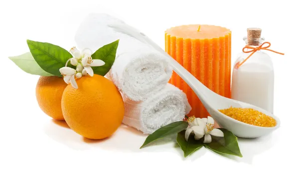 Spa ustawienie pomarańczowy — Zdjęcie stockowe