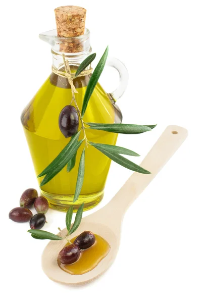 Olive oil and olives — Stock Photo, Image