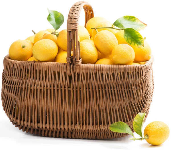 Limones con hojas —  Fotos de Stock
