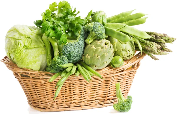Basket with green vegetables — Stock Photo, Image