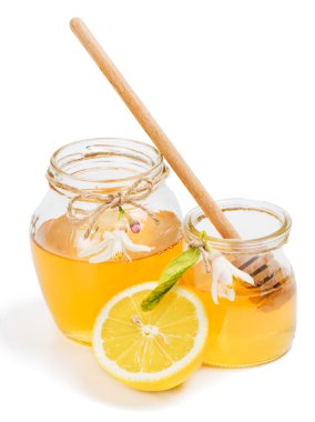  Azahar bal kavanozlar withhalf limon ve çiçeği