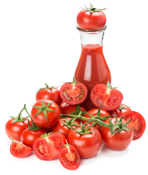 Juice and  tomatoes vegetable with cut — Stock Photo, Image