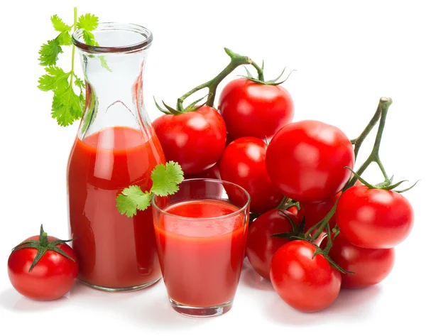 Verse tomaten en verse tomatensap — Stockfoto