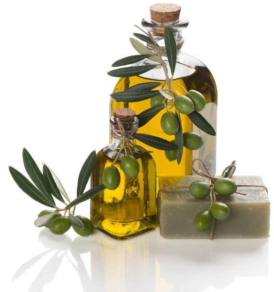 Olivové mýdlo s olejem — Stock fotografie