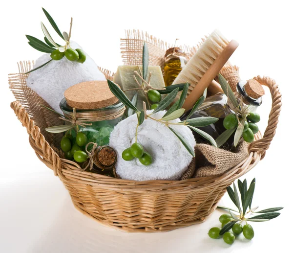 Accesorios de baño de oliva — Foto de Stock