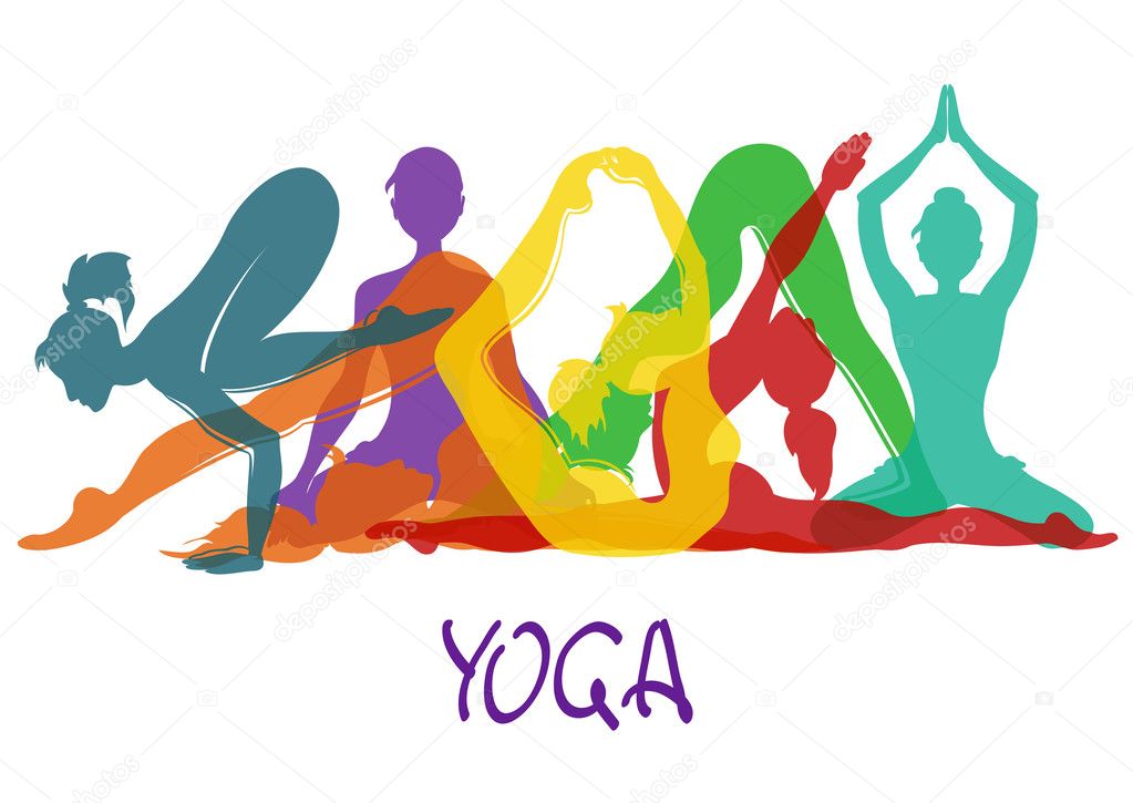 Imagenes De Yoga Animadas | siete siluetas de ni 241 a en posturas de yoga vector de Imagenes De Yoga Animadas | siete siluetas de ni 241 a en posturas de yoga vector de