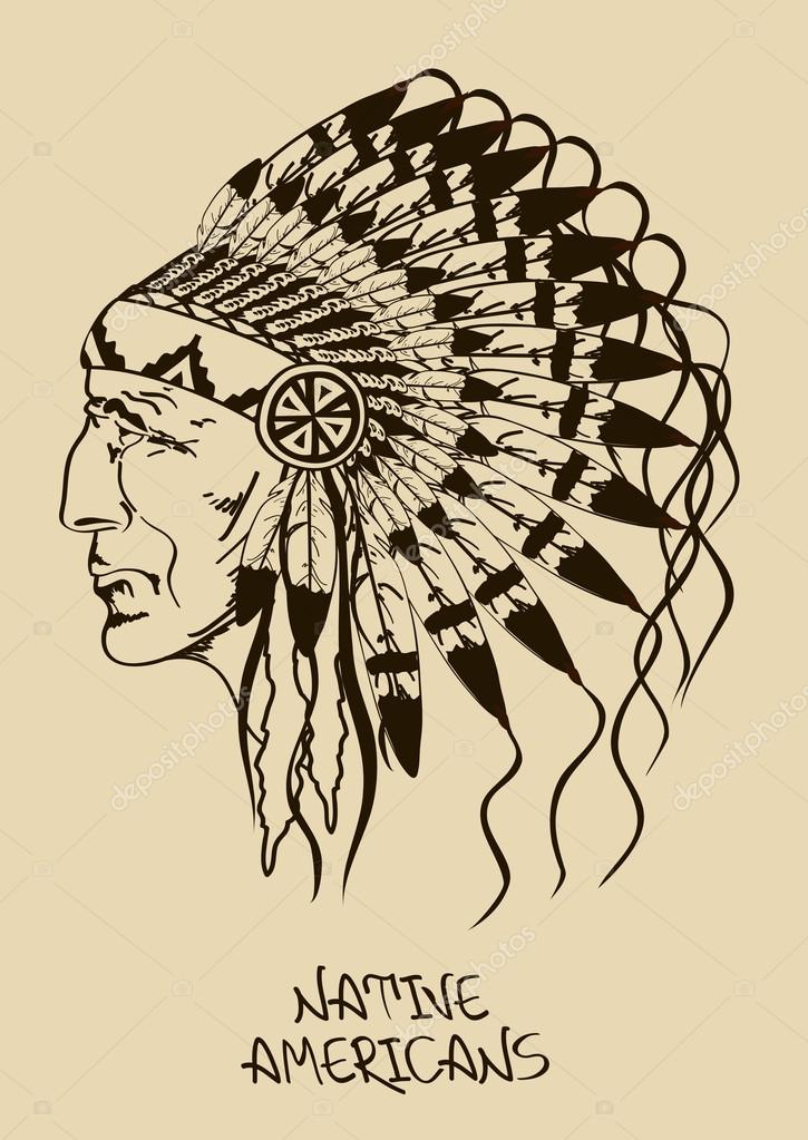 ネイティブ アメリカン インディアンの酋長の図 ストックベクター C Annykos