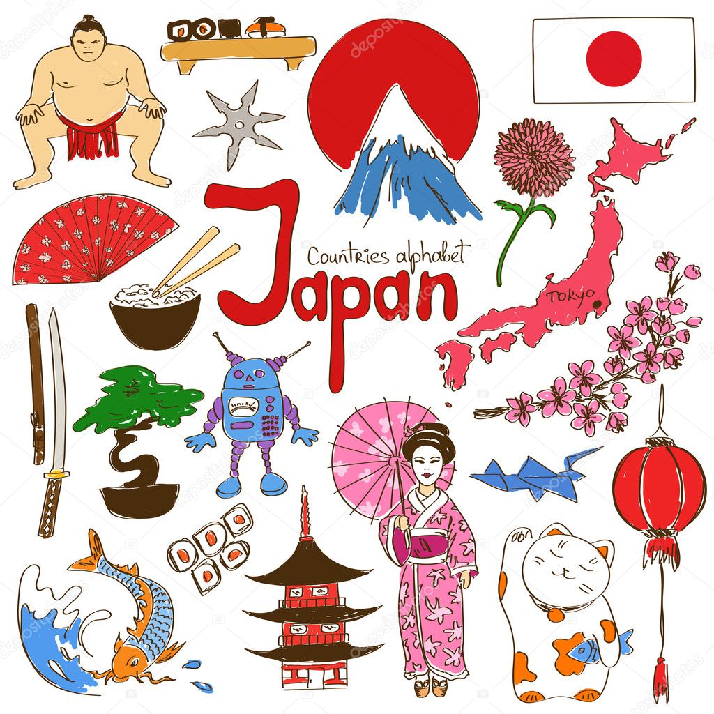 Collection of Japan icons — Stock Vector © Annykos #49393679