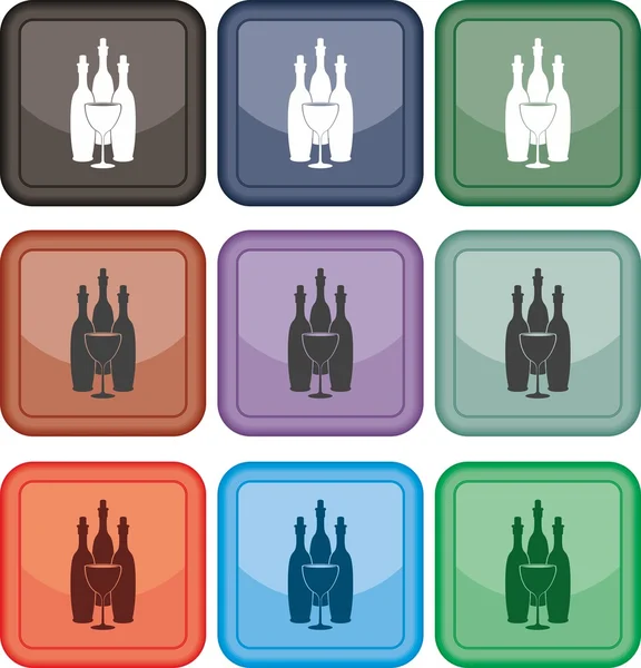 Bottles, goblet, icon, vector — Stock Vector