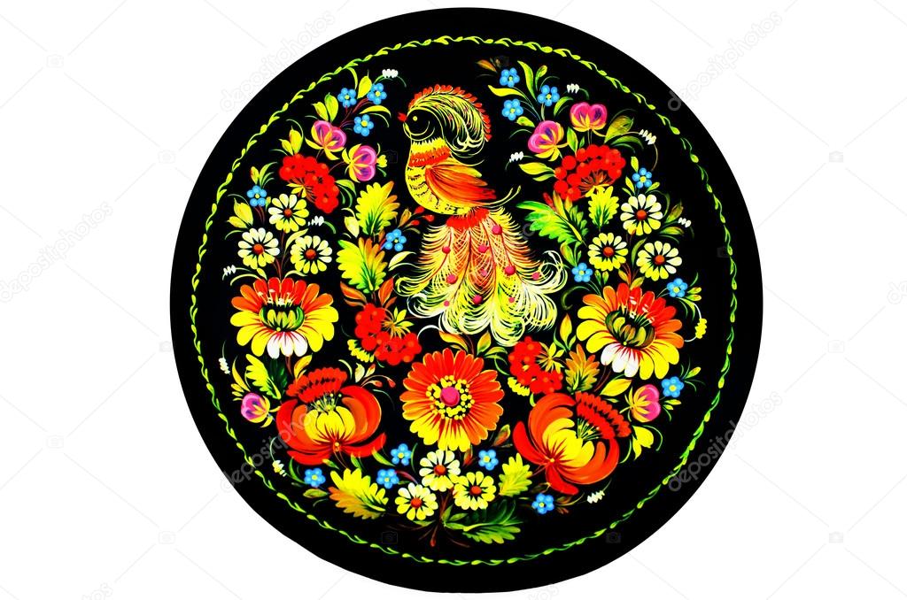 arts, Souvenir - a plate with flowers and birds