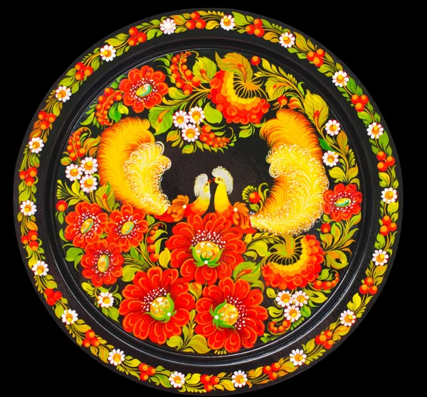 Kunst, Souvenir - ein Teller mit Blumen und Vögeln — Stockfoto