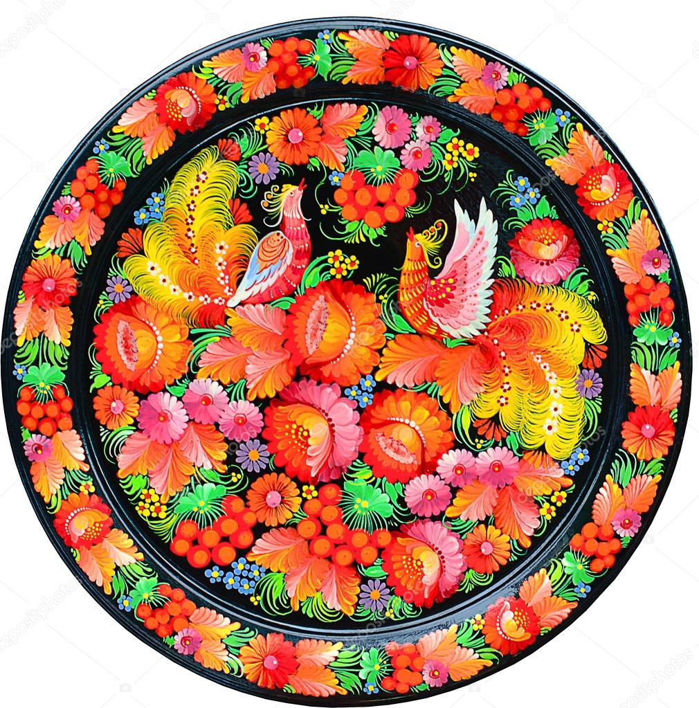 Modern art - colorfully painted souvenir plate
