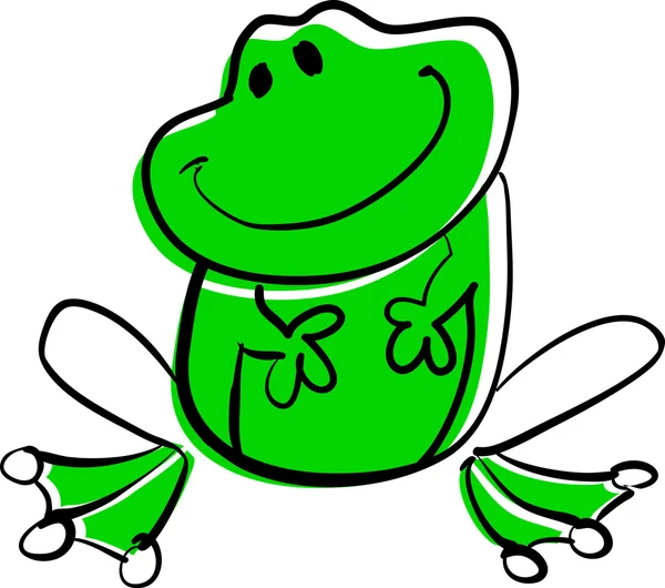 Funny green frog. — Stock Vector