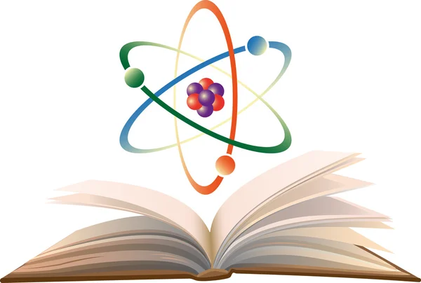 molekül ve açık bir kitap.