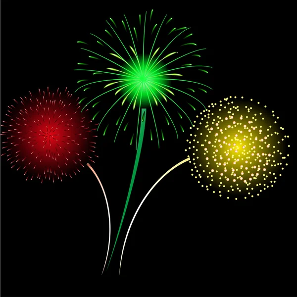 Veelkleurige vuurwerk. — Stockvector