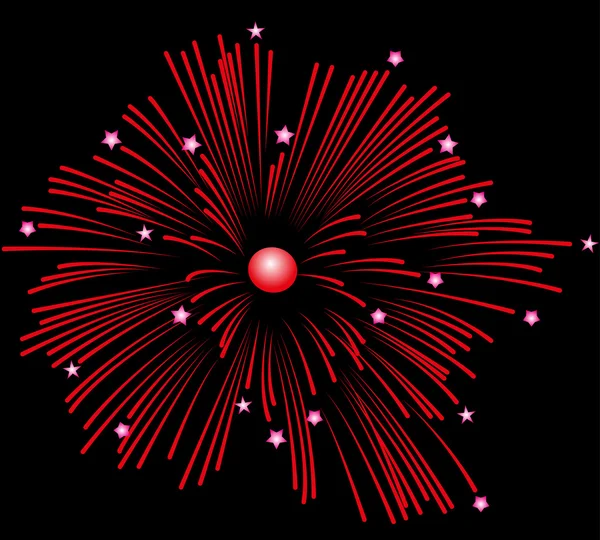 Fuochi d'artificio rossi . — Vettoriale Stock