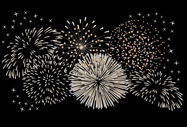 Fuegos artificiales sobre un fondo negro. — Vector de stock