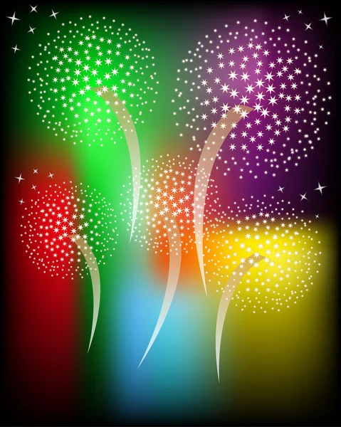 Fuegos artificiales sobre fondo de color . — Vector de stock