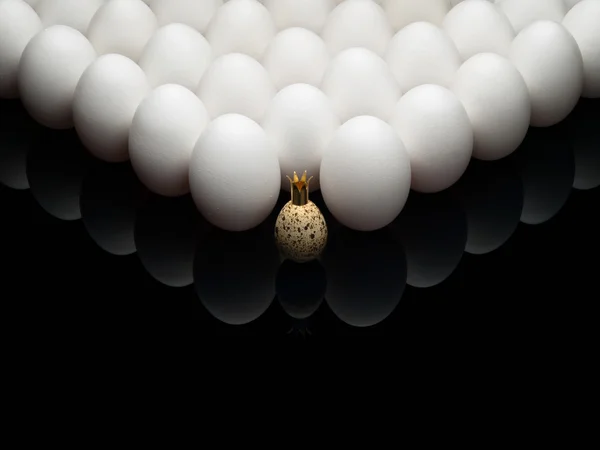 Uova di una gallina e una quaglia . — Foto Stock