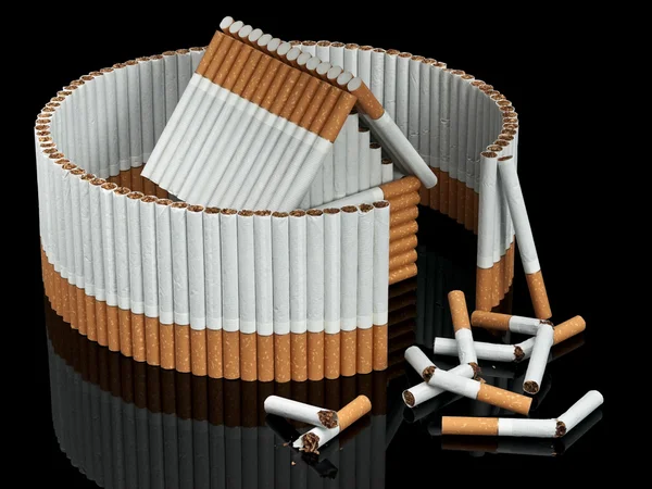La casa del tabacco dietro recinzione non completata dalle sigarette — Foto Stock