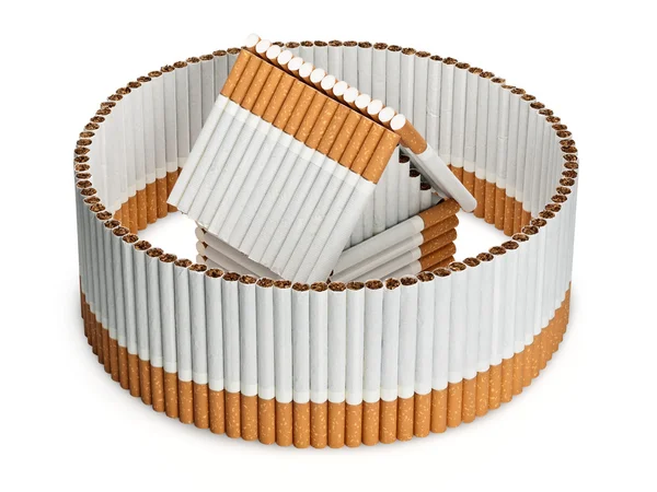 La casa del tabacco in una recinzione di sigarette — Foto Stock