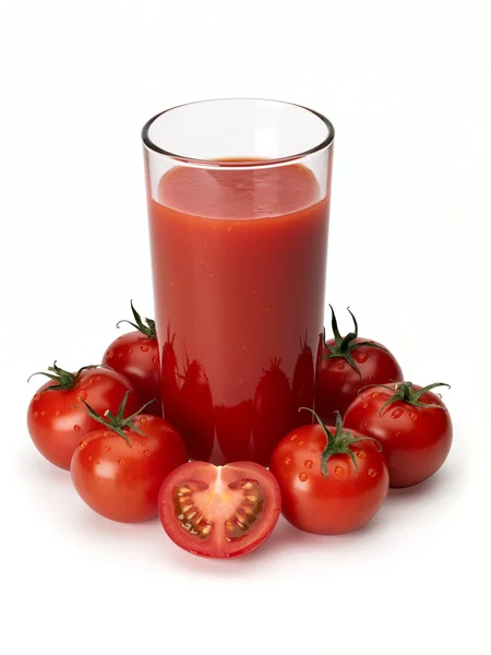 Tomatensaft und Tomaten — Stockfoto
