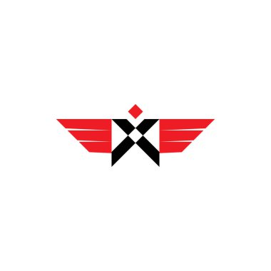 Kanat logo tasarım vektörlü X harfi