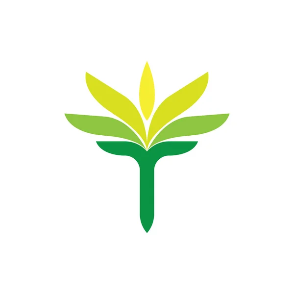 Letter Met Leaf Logo Design Vector — Stockvector
